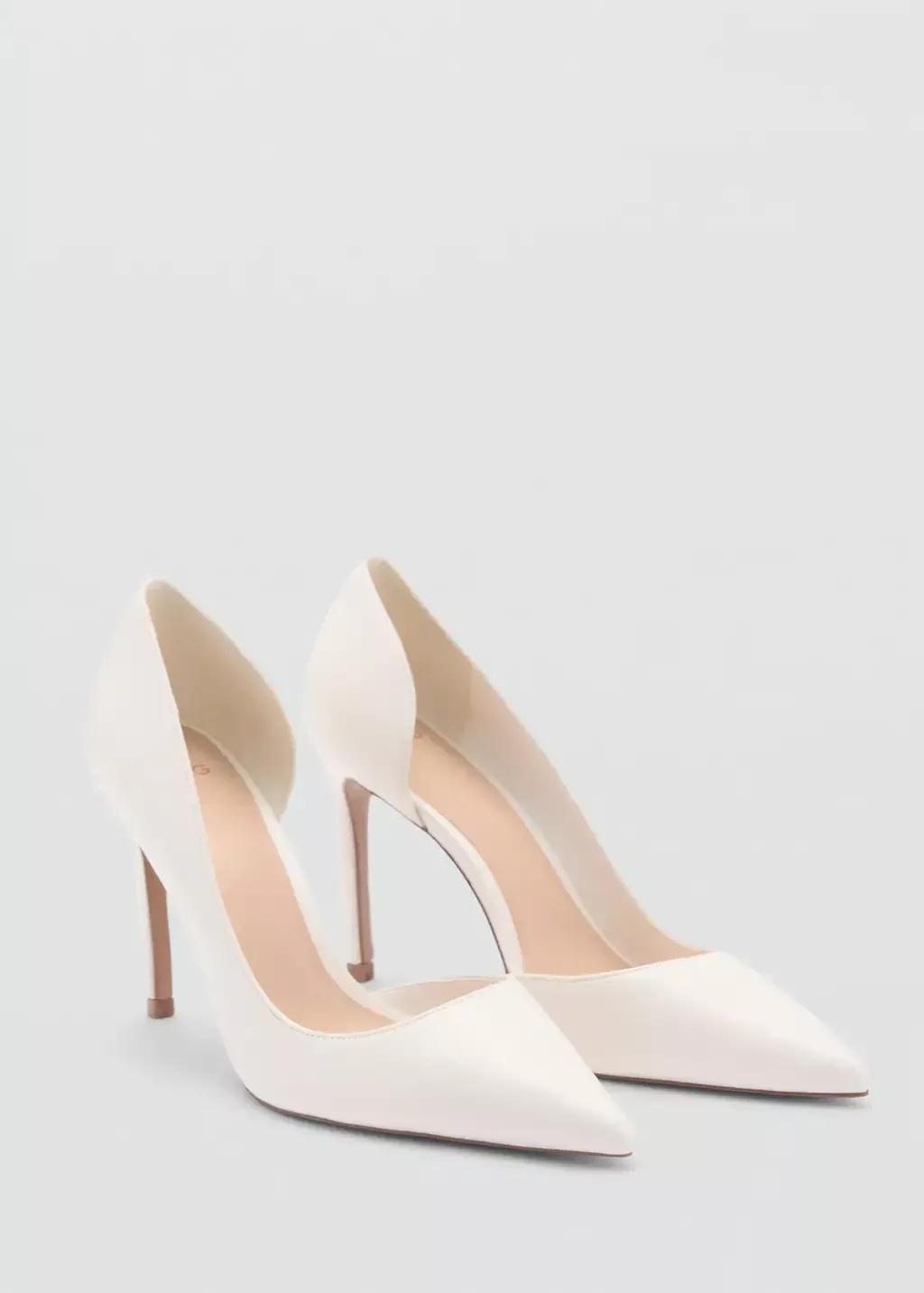 White Asymmetrical Heeled Shoes, , large image number 0