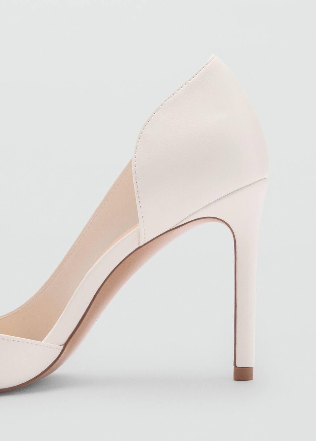 White Asymmetrical Heeled Shoes, White, large image number 1