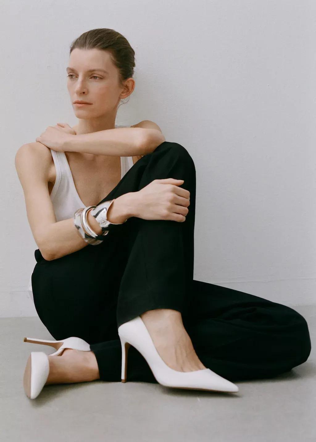 White Asymmetrical Heeled Shoes, , large image number 6