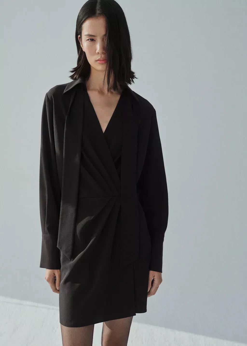 Black Knot Shirt Dress, , large image number 0