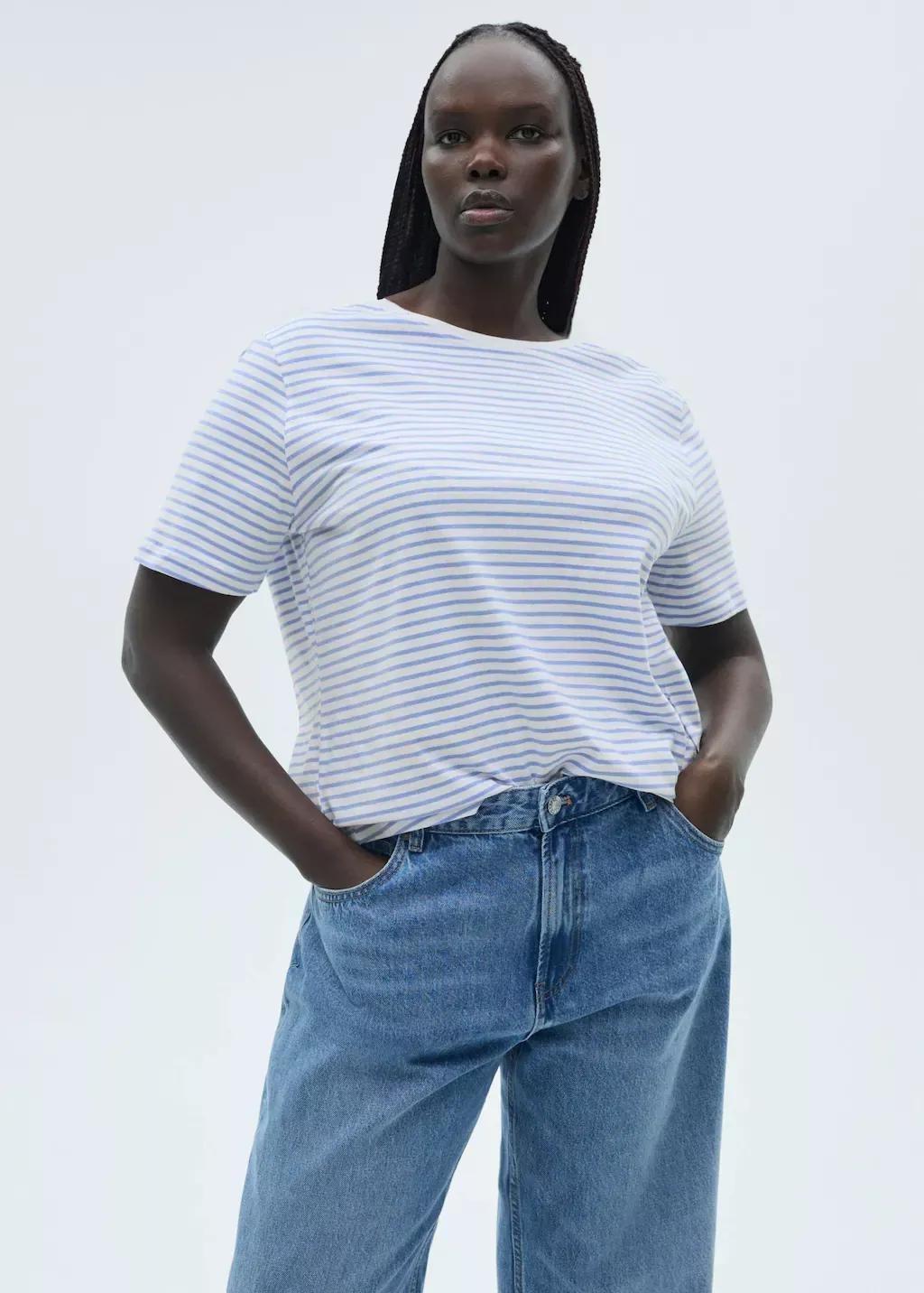 Blue Lt Pastel Striped Short-Sleeved T-Shirt, , large image number 5