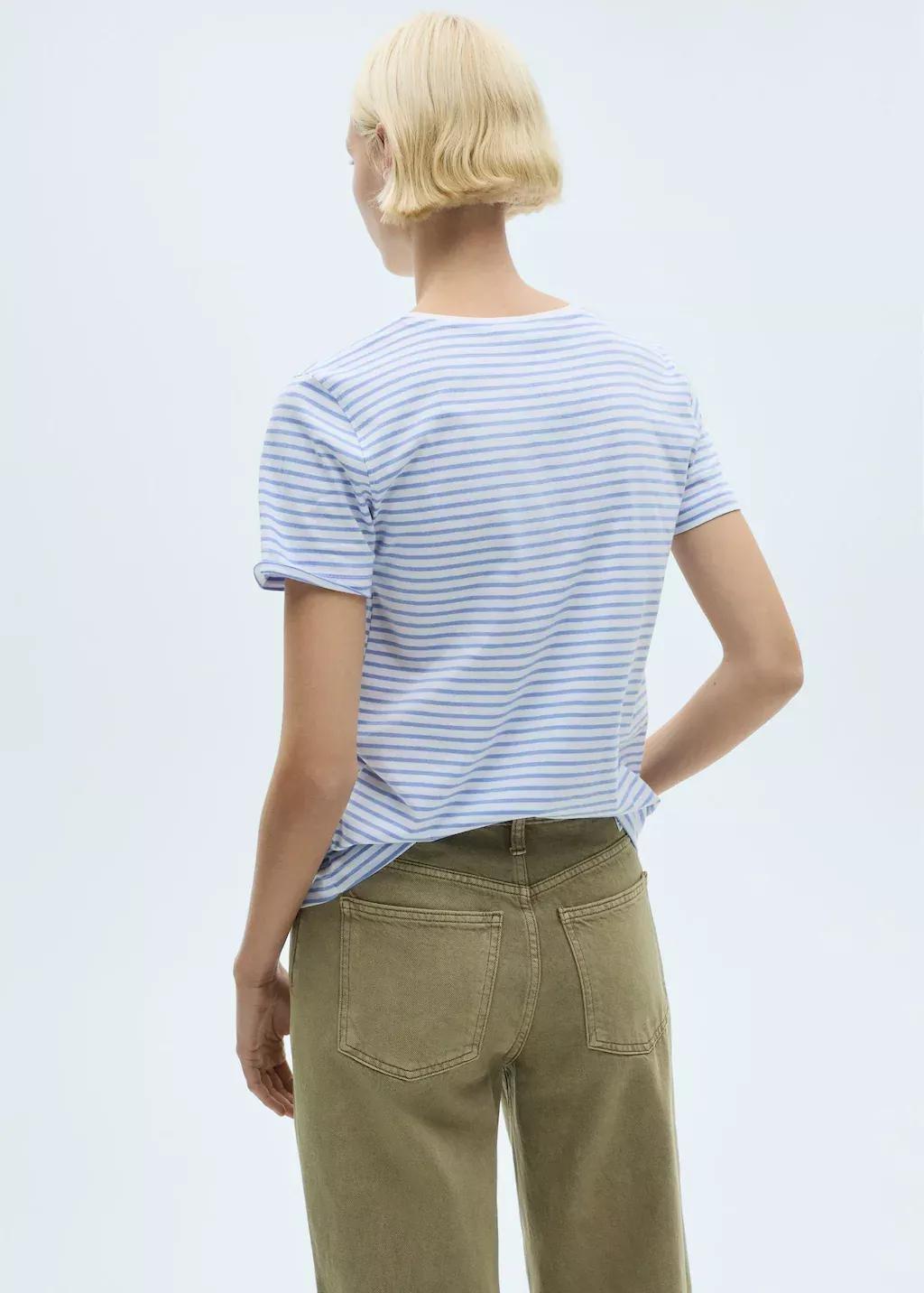 Blue Lt Pastel Striped Short-Sleeved T-Shirt, , large image number 7