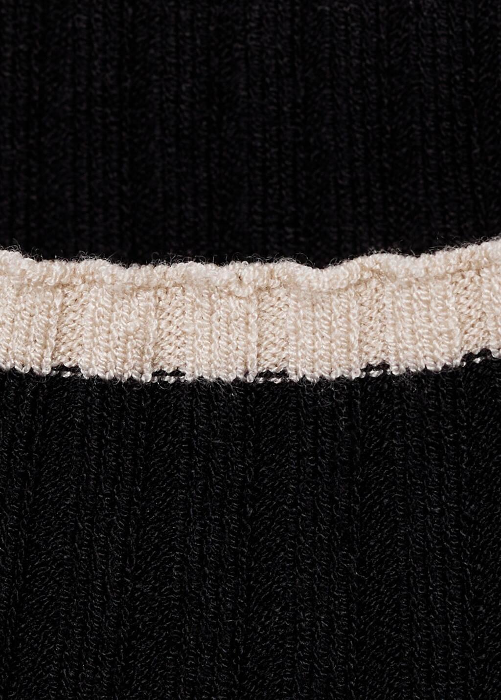 Black Contrast Ribbed Knit Dress, , large image number 2