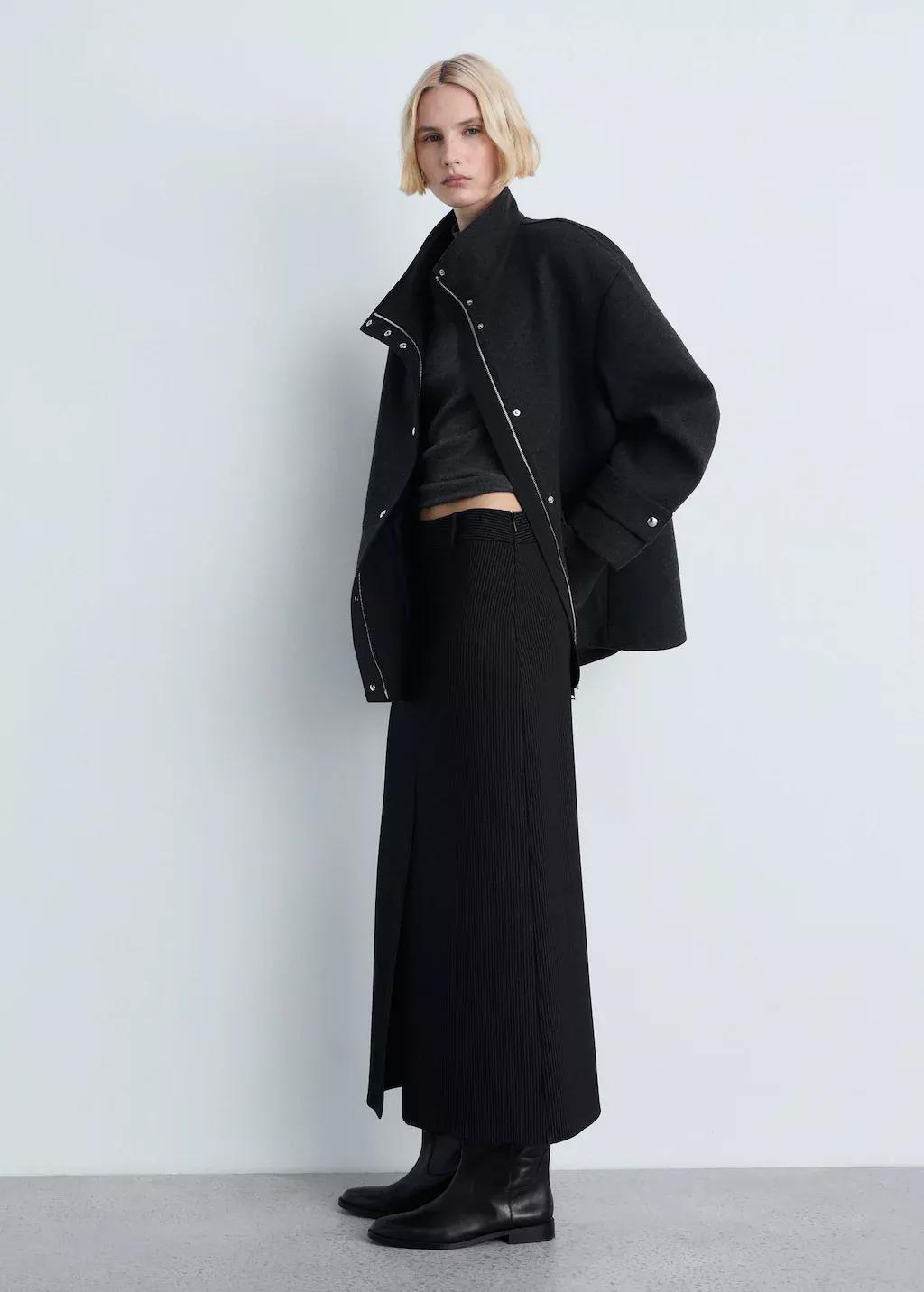 Black Pinstripe Suit Skirt, , large image number 1