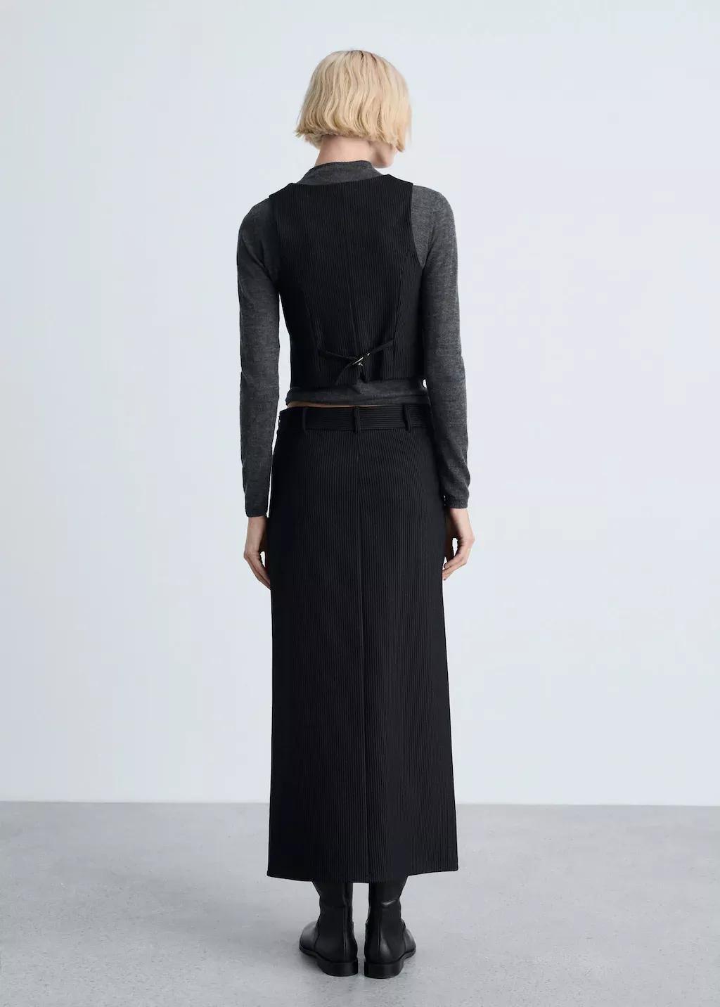 Black Pinstripe Suit Skirt, , large image number 4