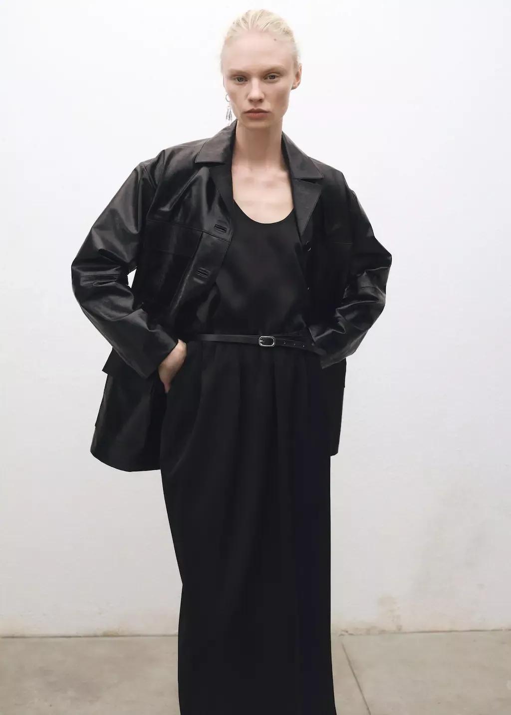Black Silk Top With Straps, , large image number 1
