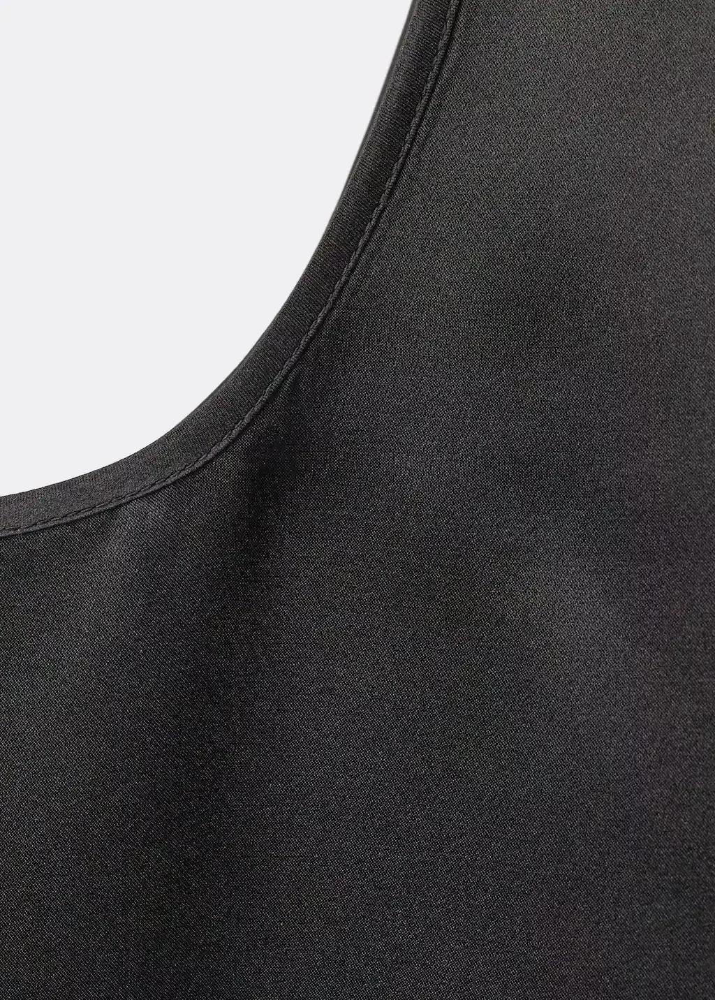 Black Silk Top With Straps, , large image number 2