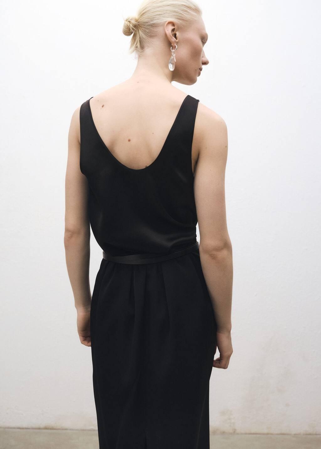 Black Silk Top With Straps, , large image number 4