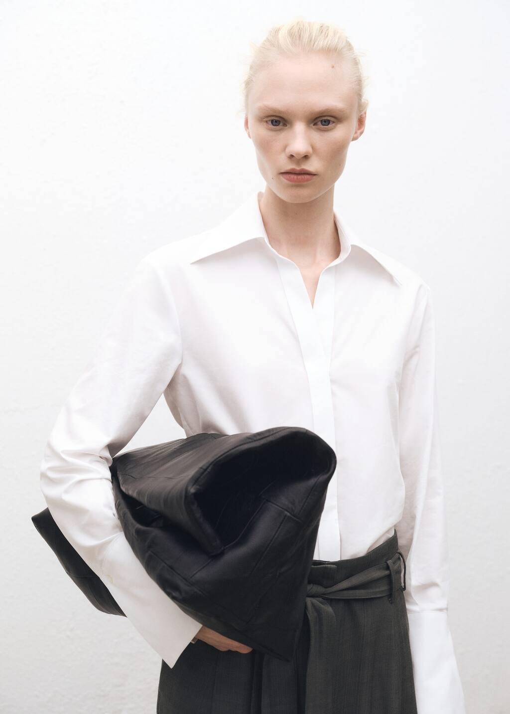 White Regular Cotton Lyocell-Blend Shirt, , medium