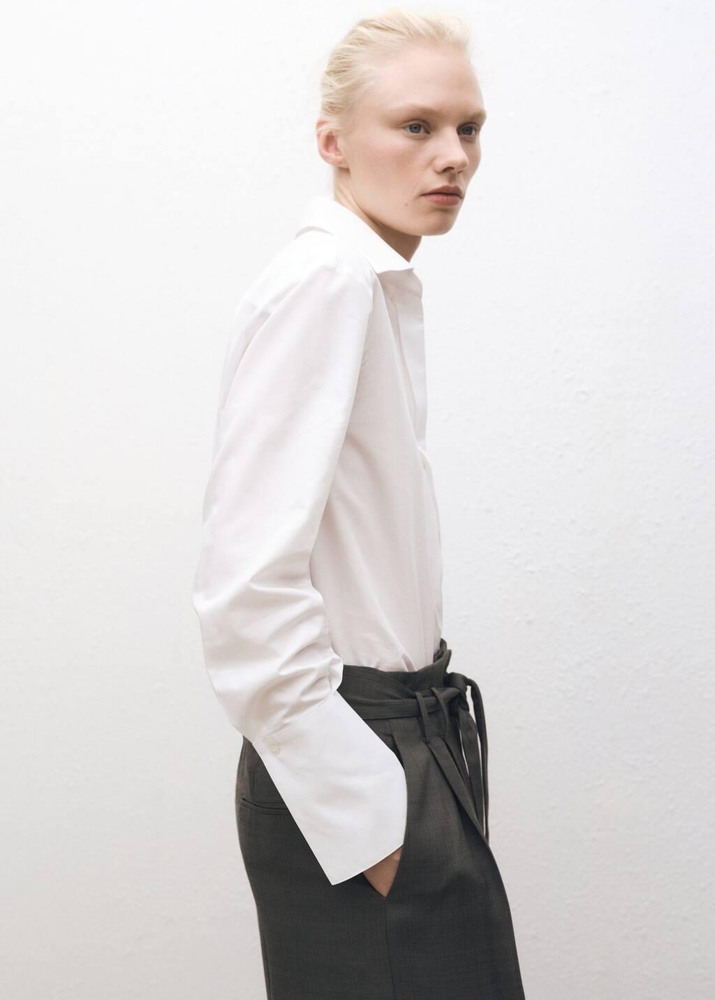 White Regular Cotton Lyocell-Blend Shirt, , large image number 1