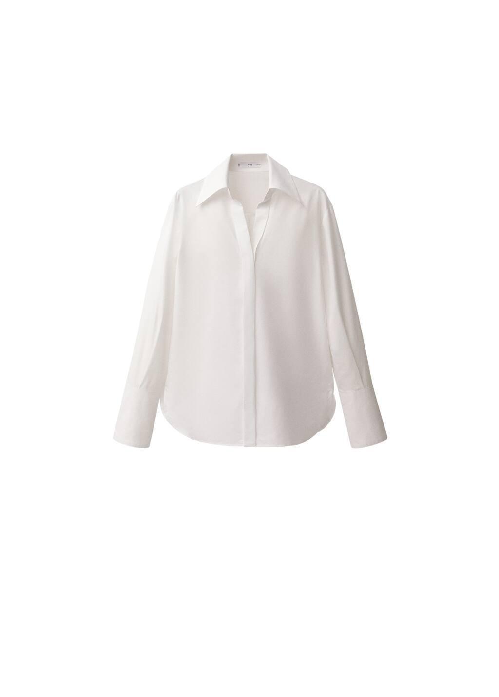 White Regular Cotton Lyocell-Blend Shirt, , large image number 3