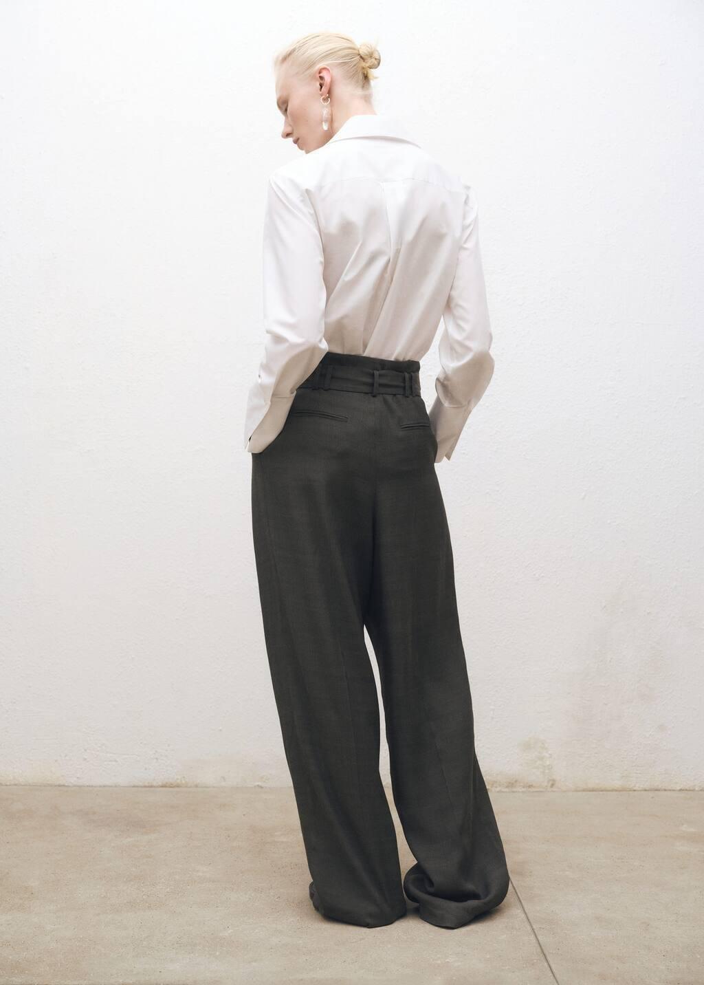 White Regular Cotton Lyocell-Blend Shirt, , large image number 4