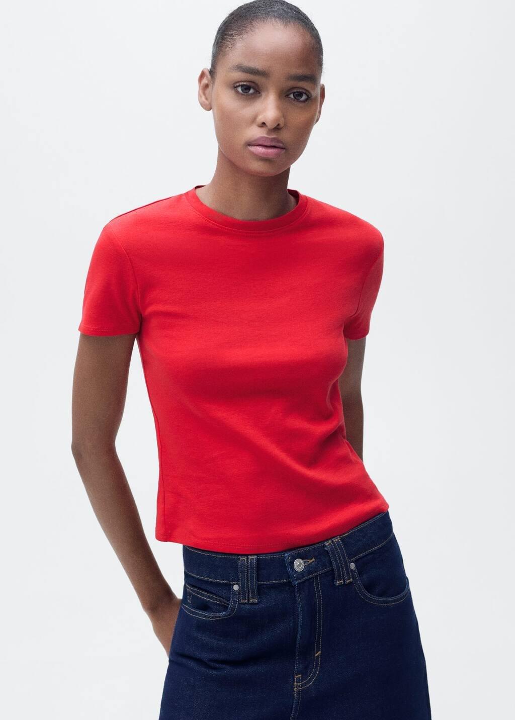 Red Fitted Cotton T-Shirt, , large image number 0