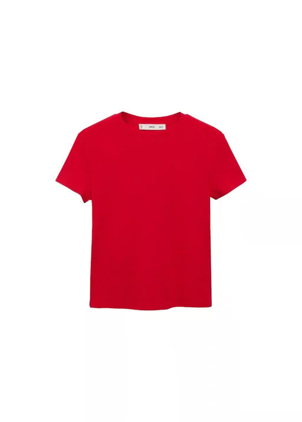 Red Fitted Cotton T-Shirt, , large image number 3