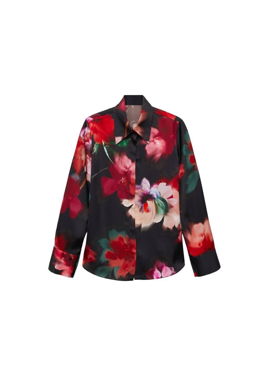 Black Satin Print Shirt, , large image number 4