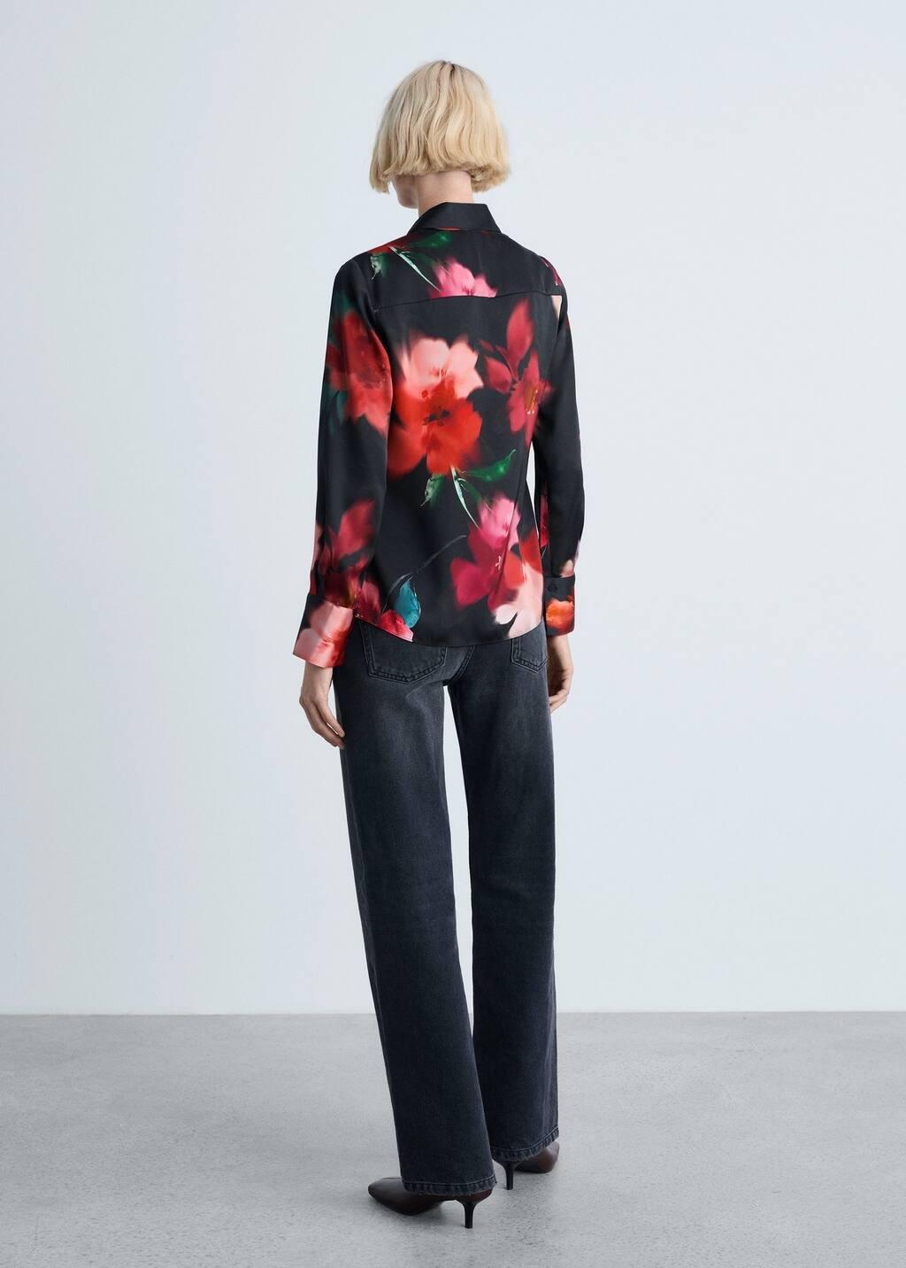 Black Satin Print Shirt, , large image number 5