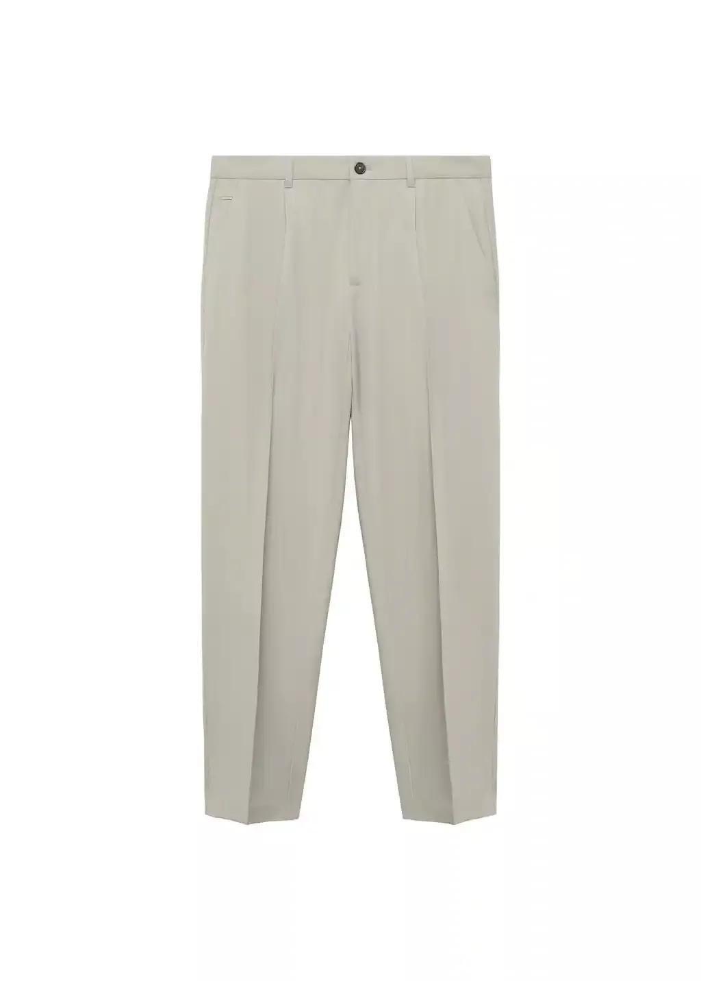 White Slim Fit Pleated Cool Wool Trousers, , large image number 3