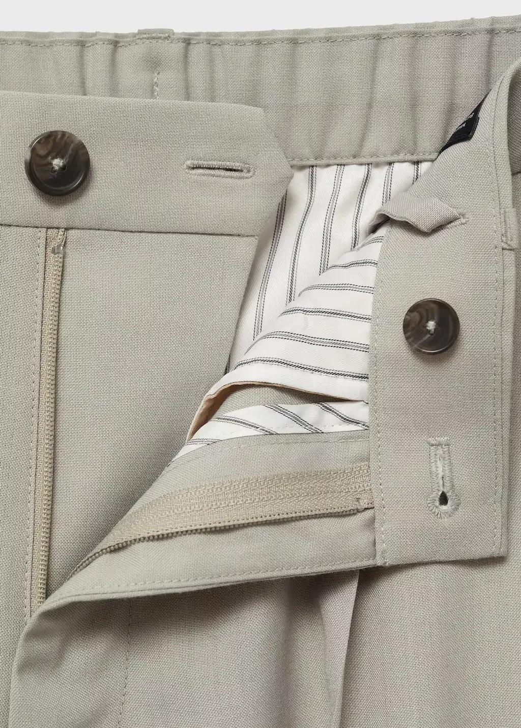 White Slim Fit Pleated Cool Wool Trousers, , large image number 5