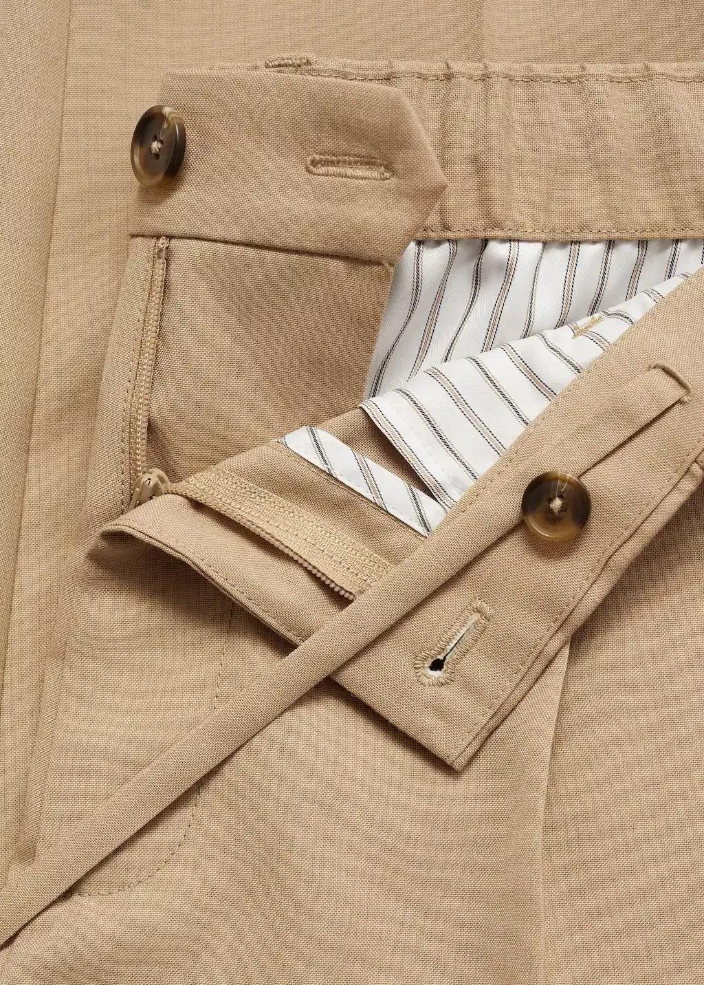 Brown Slim Fit Pleated Cool Wool Trousers, , large image number 5