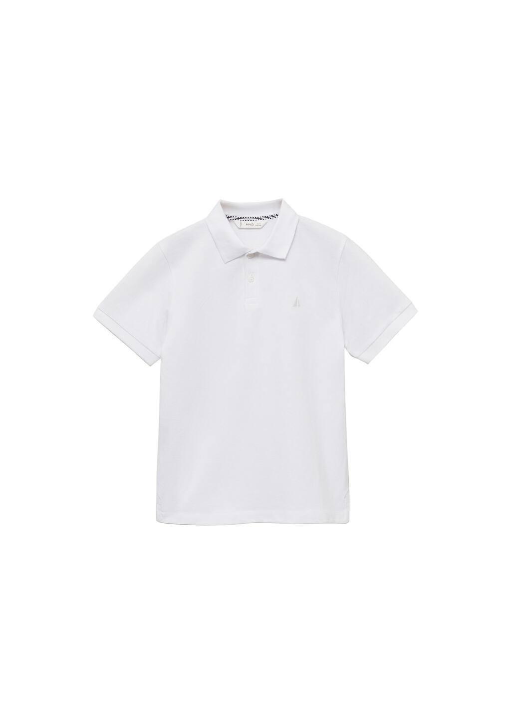 White Short-Sleeved Cotton Polo Shirt, Kids Boy, , large image number 0