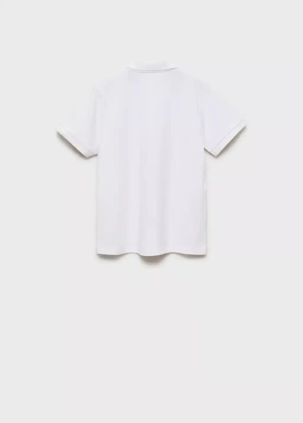 White Short-Sleeved Cotton Polo Shirt, Kids Boy, , large image number 1