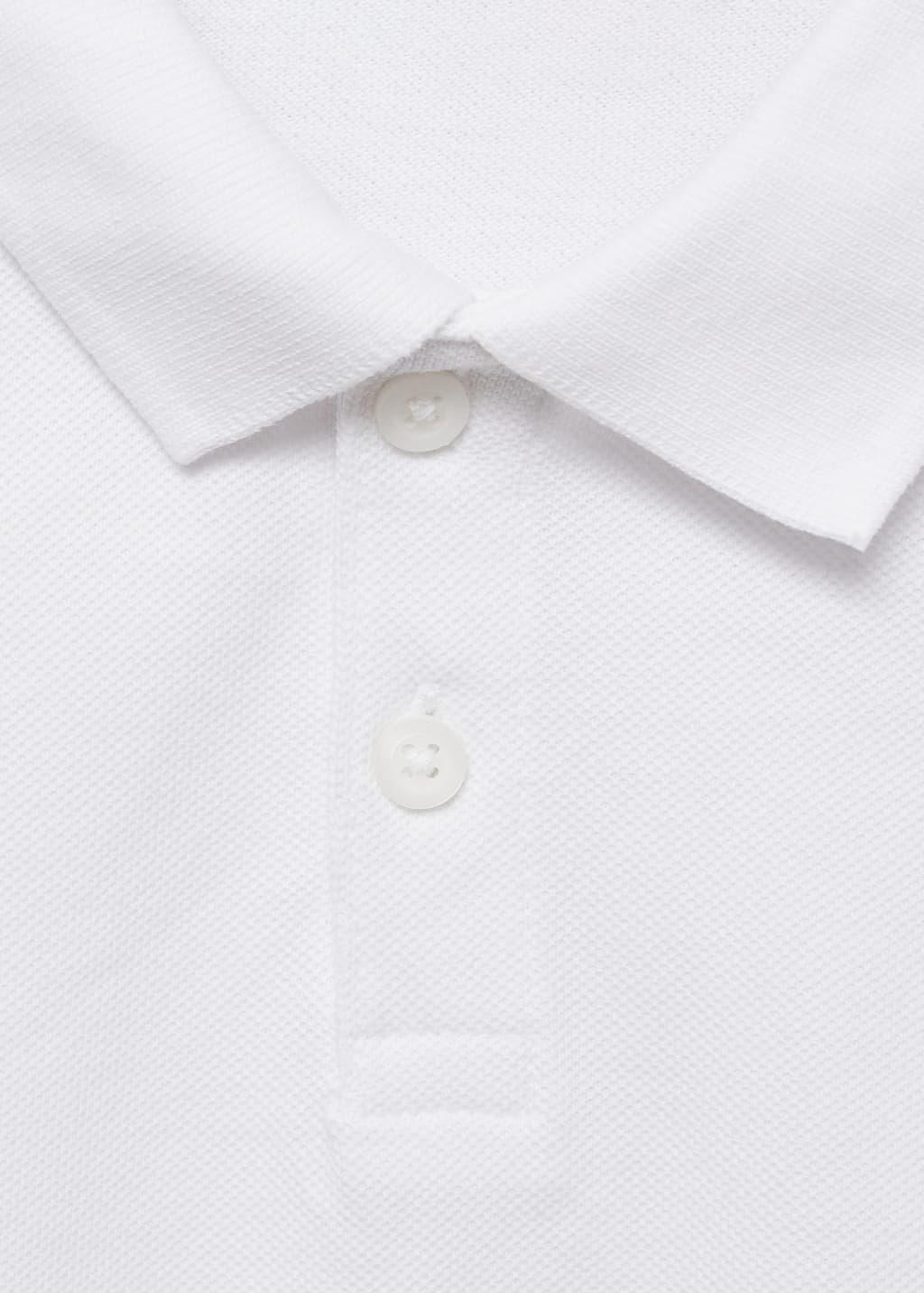 White Short-Sleeved Cotton Polo Shirt, Kids Boy, , large image number 2
