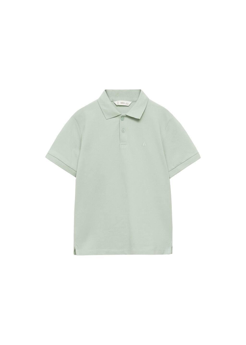 Green Short-Sleeved Cotton Polo Shirt, Kids Boy, , medium