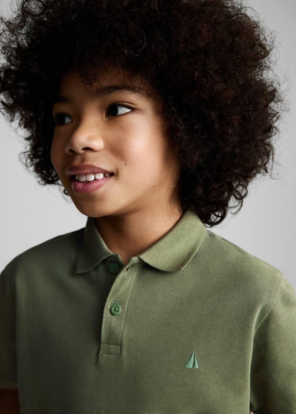 Green Short-Sleeved Cotton Polo Shirt, Kids Boy, Medium Green, large image number 2