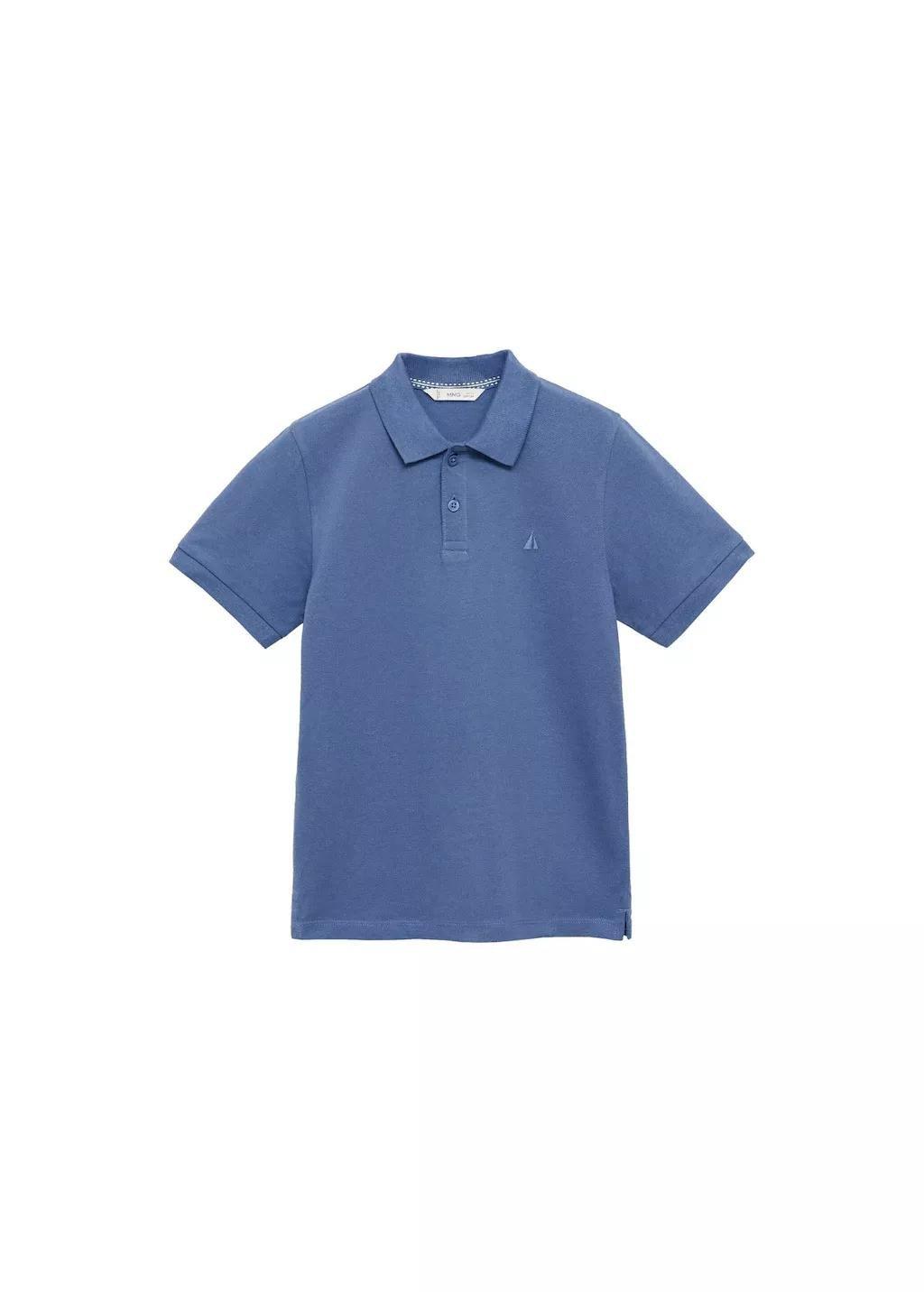 Blue Short-Sleeved Cotton Polo Shirt, Kids Boy, , large image number 0