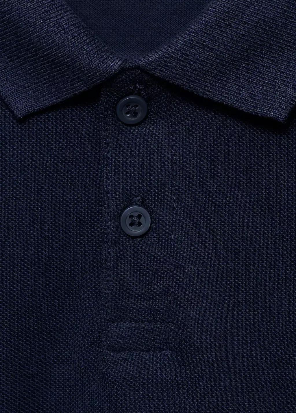 Navy Short-Sleeved Cotton Polo Shirt, Kids Boy, , large image number 4