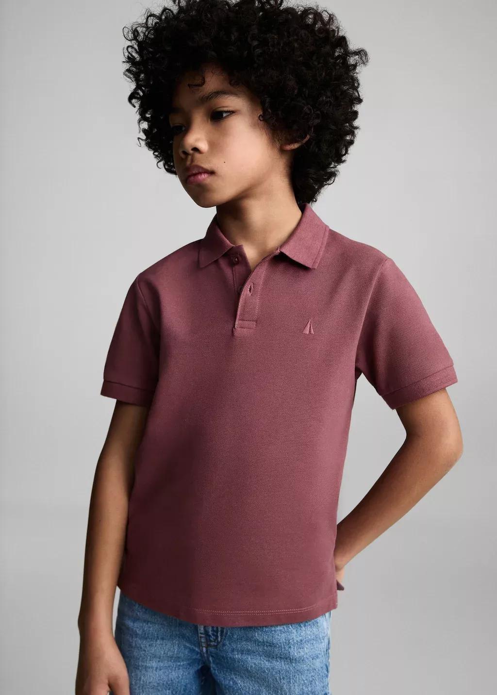 Red Short-Sleeved Cotton Polo Shirt, Kids Boy, , medium