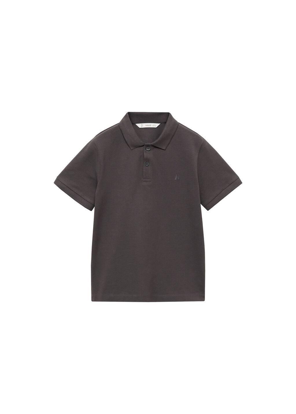Grey Short-Sleeved Cotton Polo Shirt, Kids Boy, , medium
