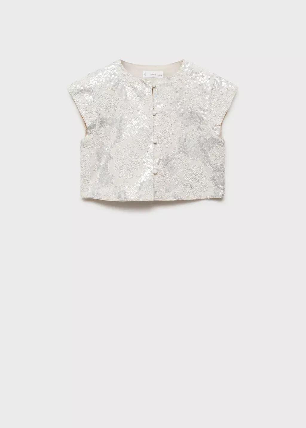 Grey Lt Pastel Embroidered Gilet, Kids Girl, , medium