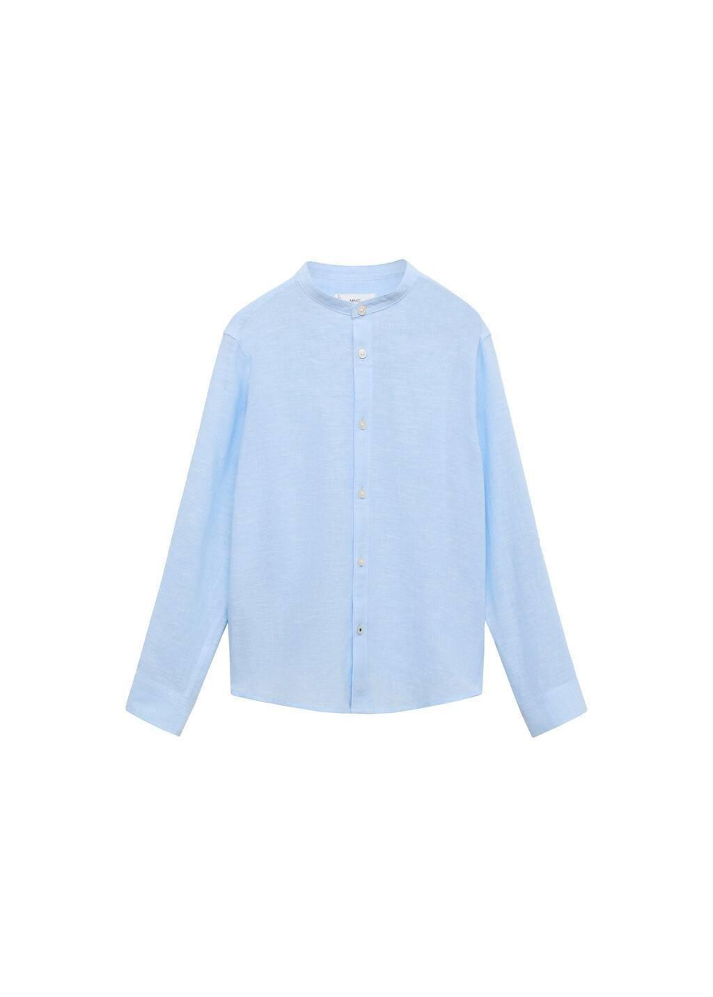 Blue Cotton Linen Shirt, Kids Boys, , medium