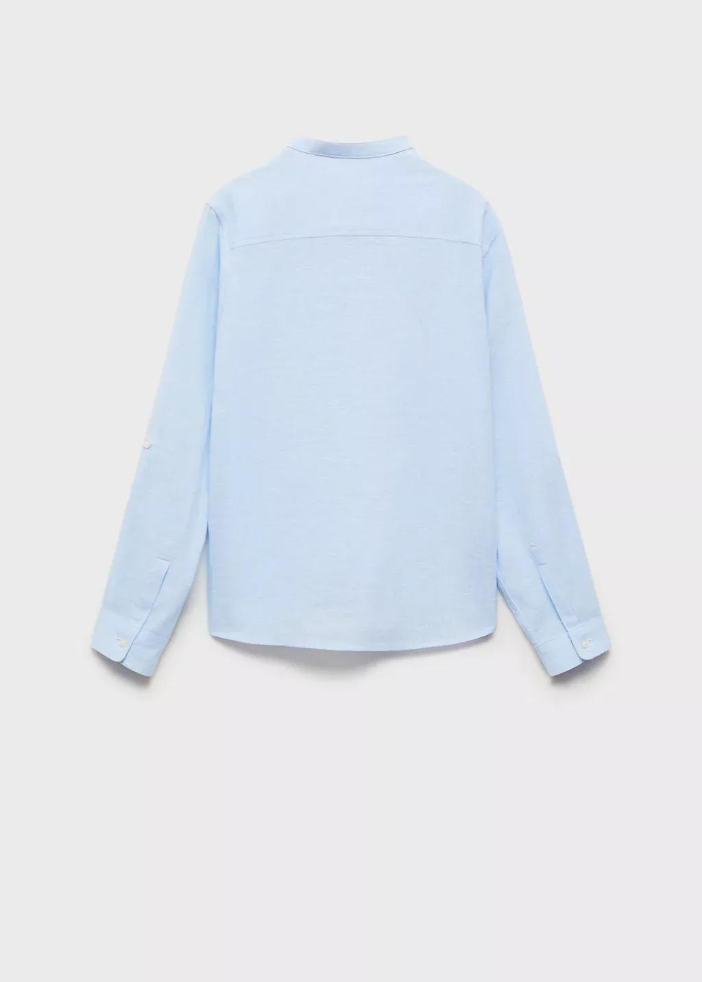 Blue Cotton Linen Shirt, Kids Boys, , large image number 2