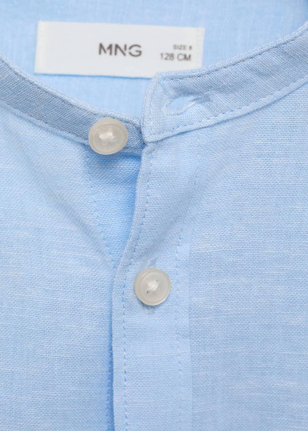 Blue Cotton Linen Shirt, Kids Boys, , large image number 4