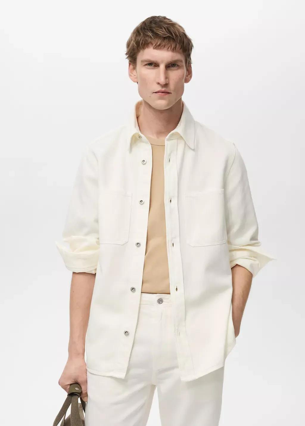 White Tencel Regular-Fit Overshirt, , large image number 0