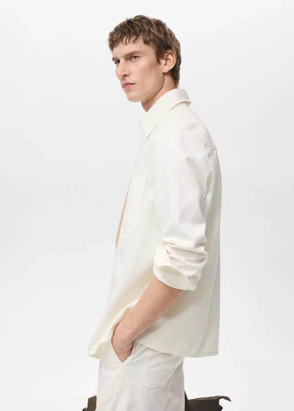 White Tencel Regular-Fit Overshirt, , large image number 1