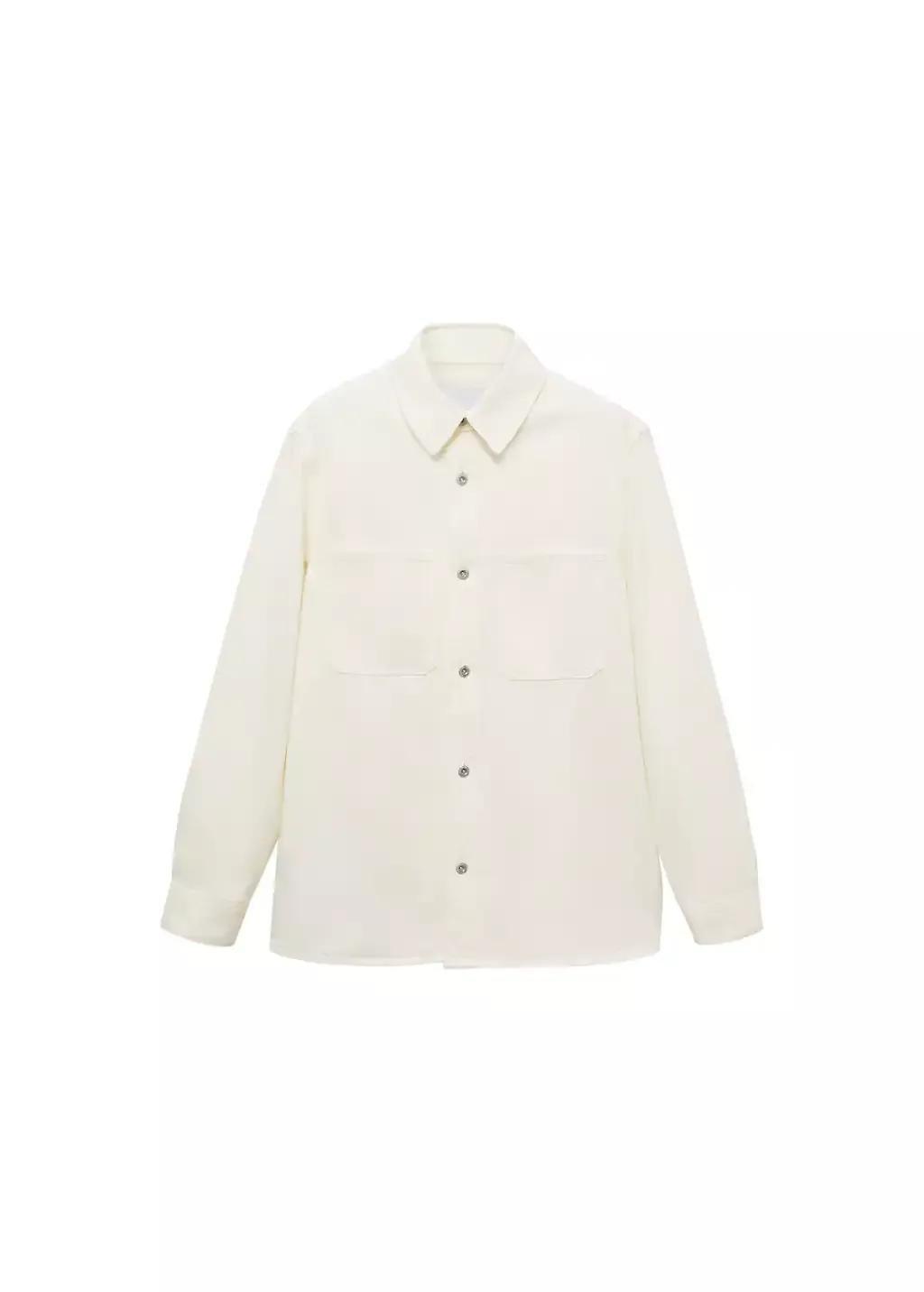 White Tencel Regular-Fit Overshirt, , large image number 4
