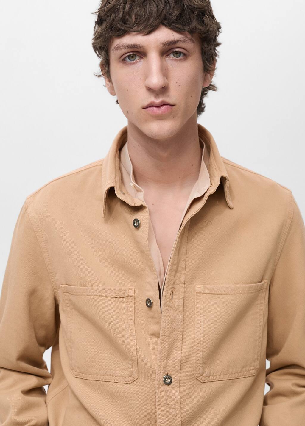 Beige Tencel Regular-Fit Overshirt, , large image number 1
