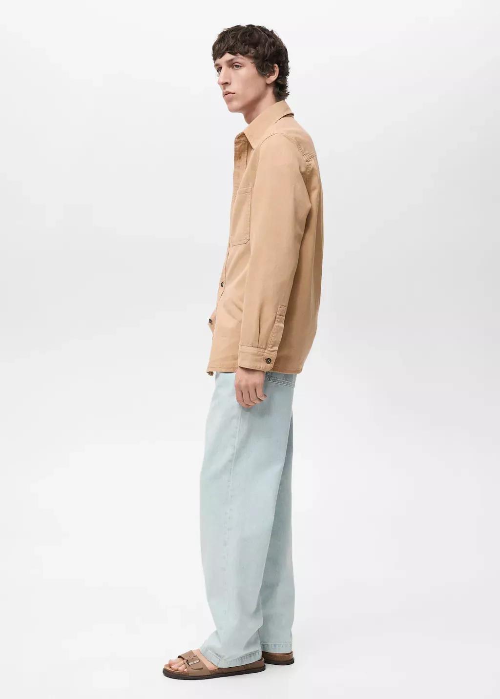 Beige Tencel Regular-Fit Overshirt, , large image number 2