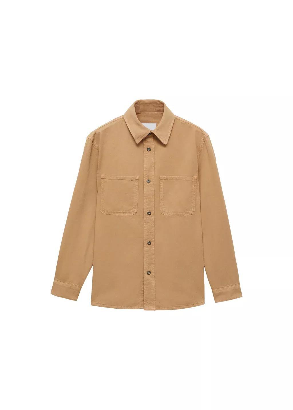 Beige Tencel Regular-Fit Overshirt, , large image number 3