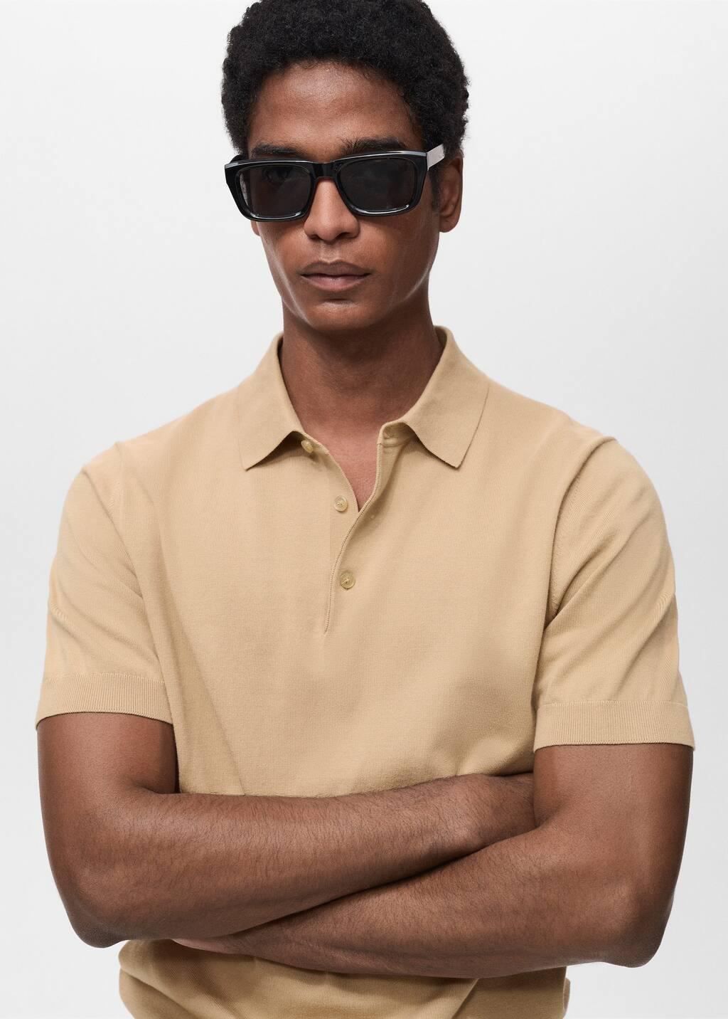 Brown 100% Cotton Fine-Knit Polo Shirt, , large image number 1
