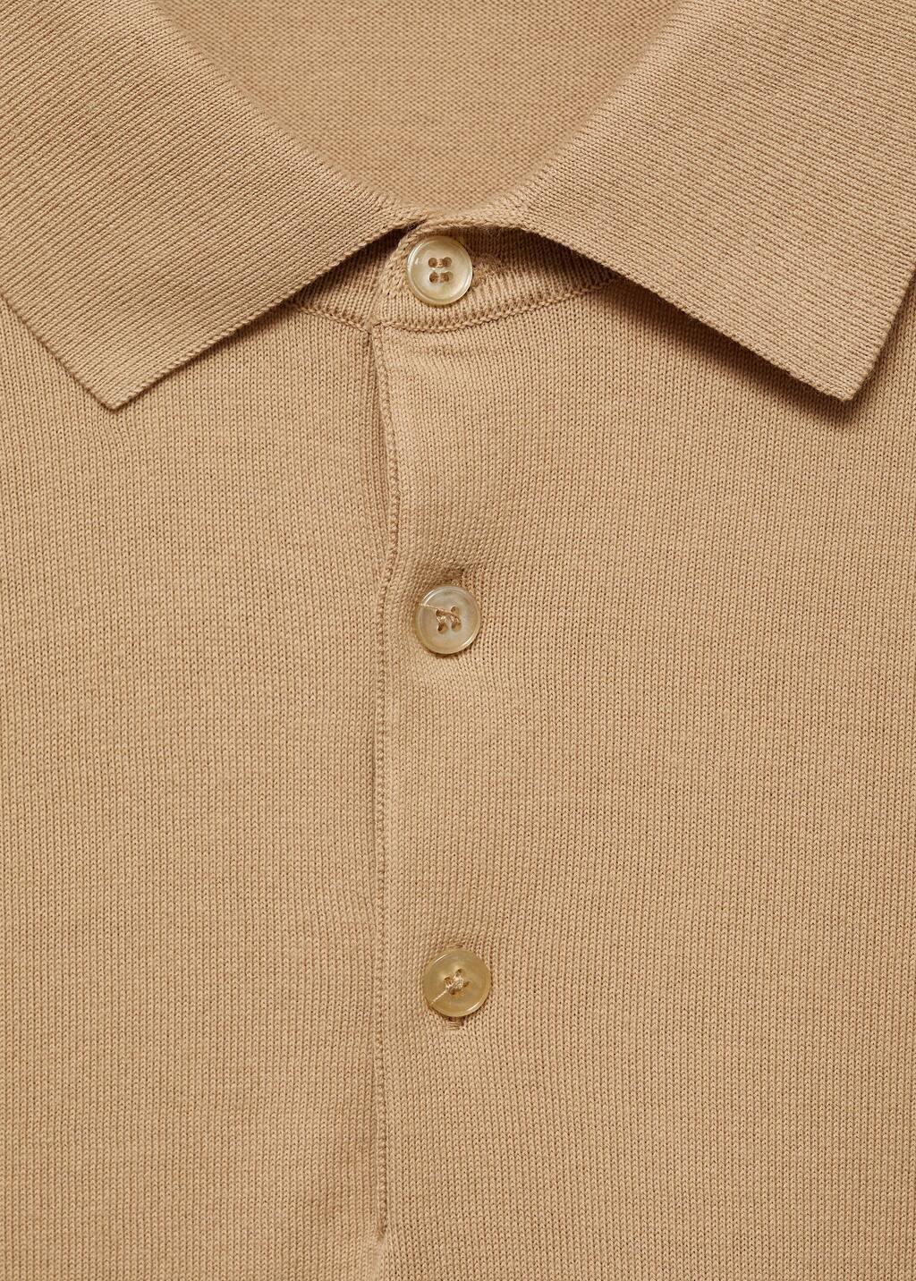 Brown 100% Cotton Fine-Knit Polo Shirt, , large image number 4