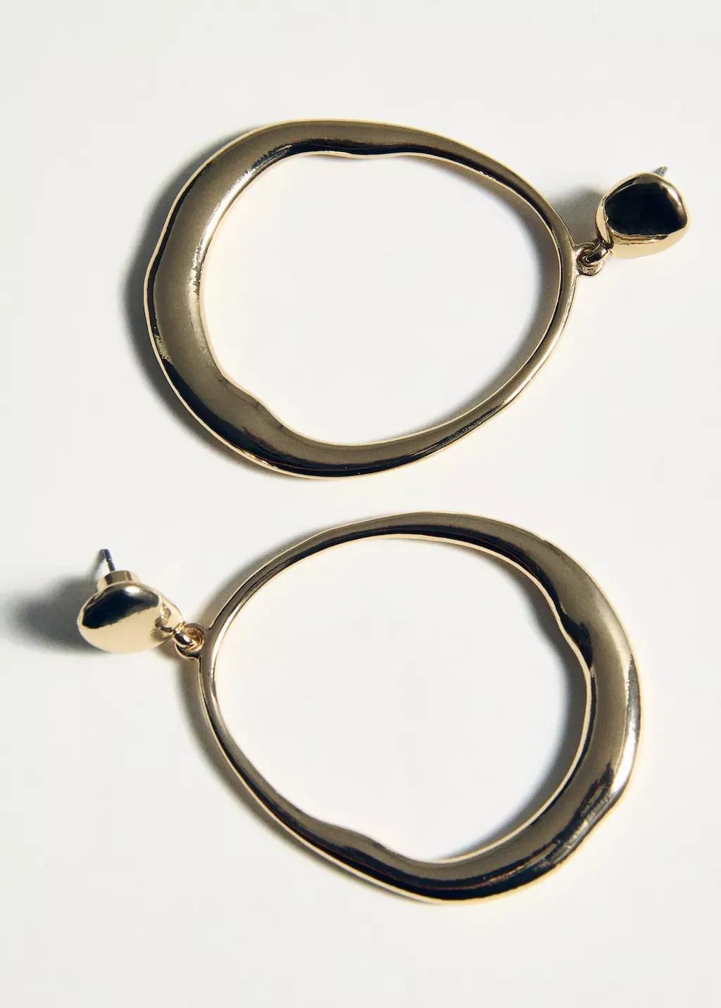 Gold Hoop Pendant Earrings, 0201_OR, large image number 1
