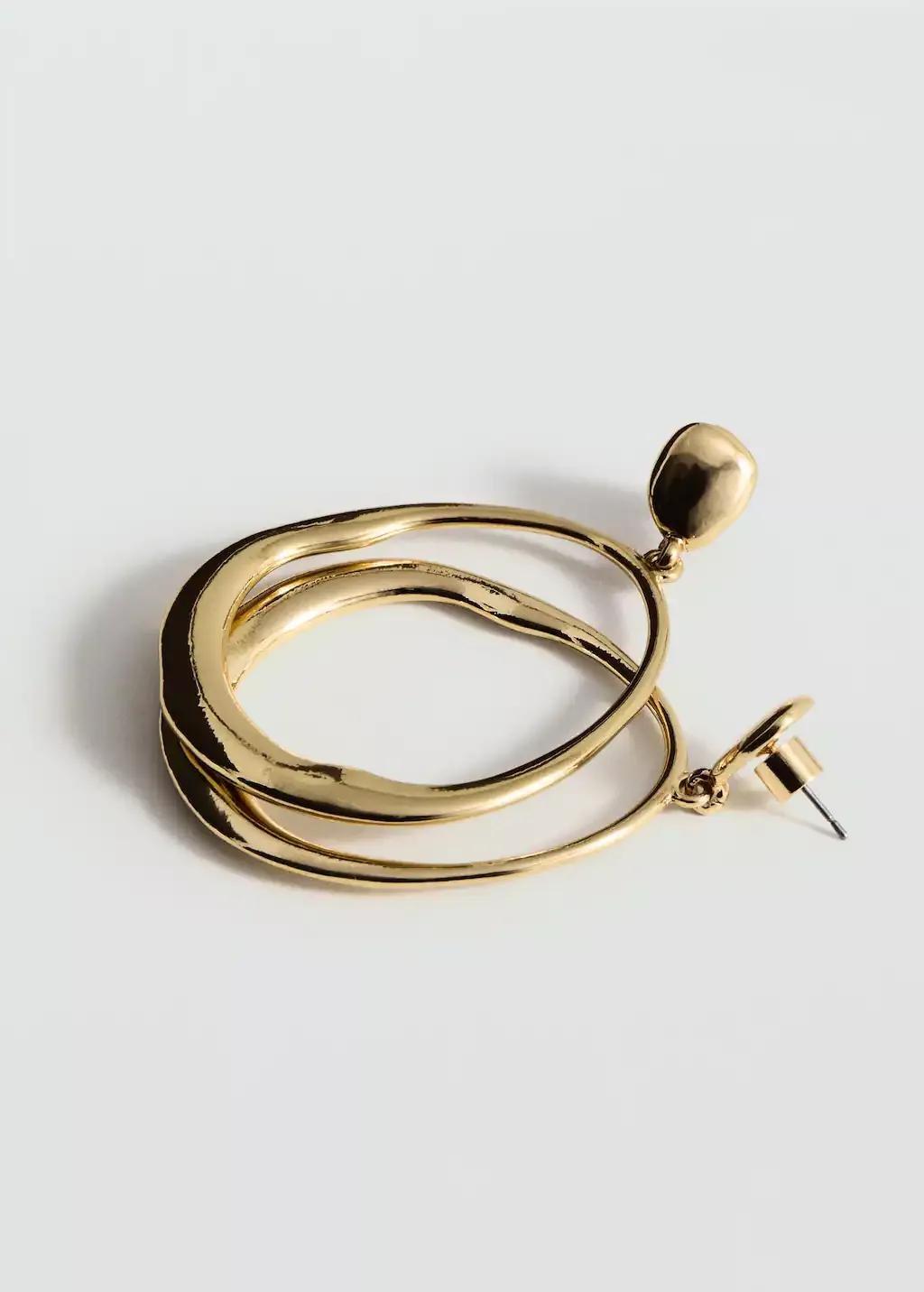 Gold Hoop Pendant Earrings, 0201_OR, large image number 2