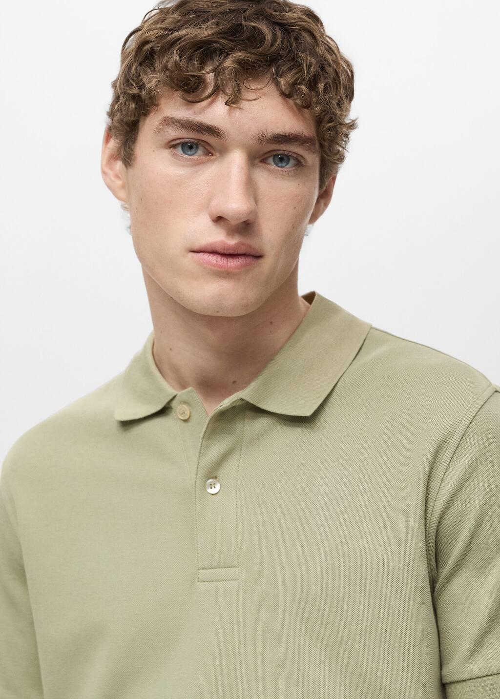 Khaki 100% Cotton Regular-Fit Polo Shirt, , large image number 1