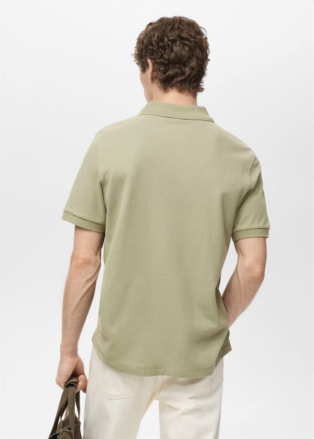 Khaki 100% Cotton Regular-Fit Polo Shirt, , large image number 6