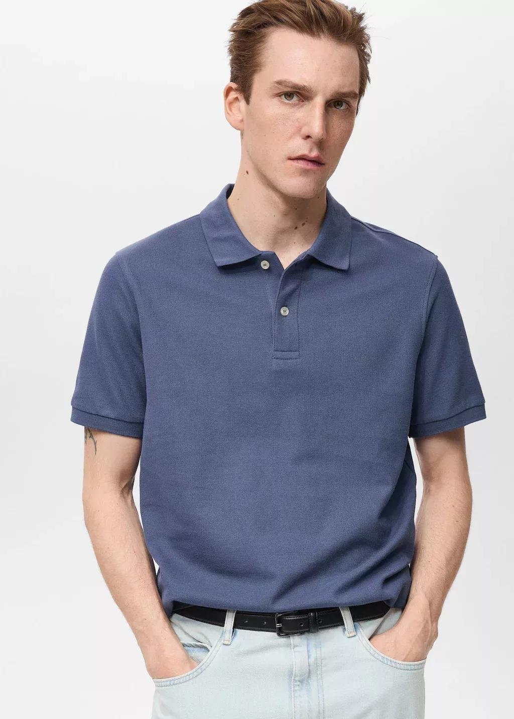 Blue Lt Pastel Regular-Fit Cotton Piqu� Polo Shirt, , large image number 1