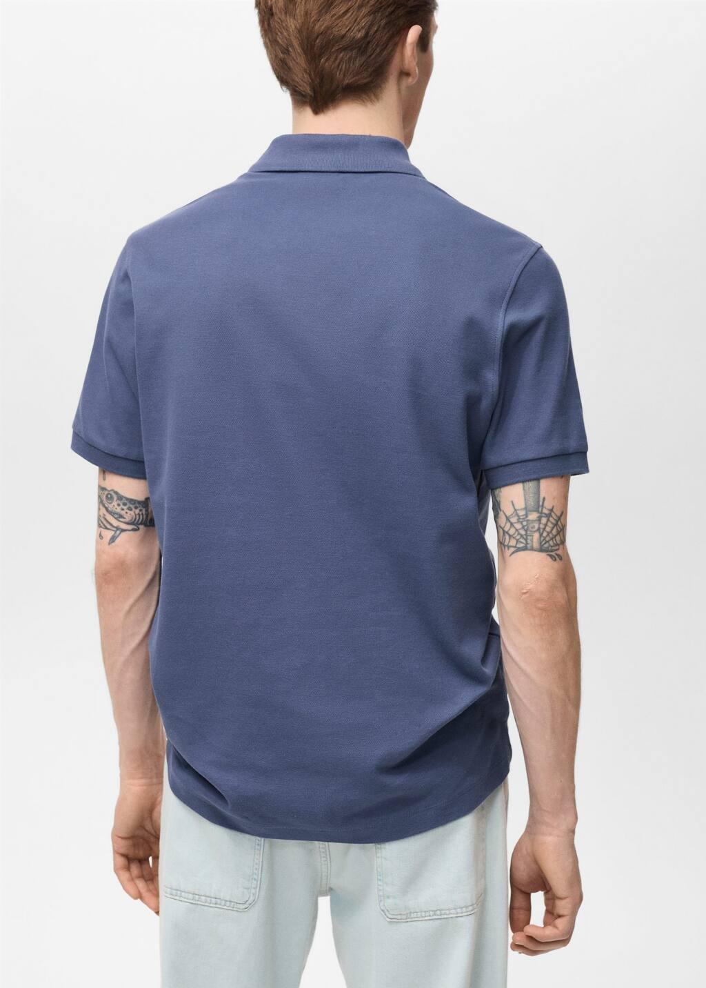 Blue Lt Pastel Regular-Fit Cotton Piquã© Polo Shirt, , large image number 5